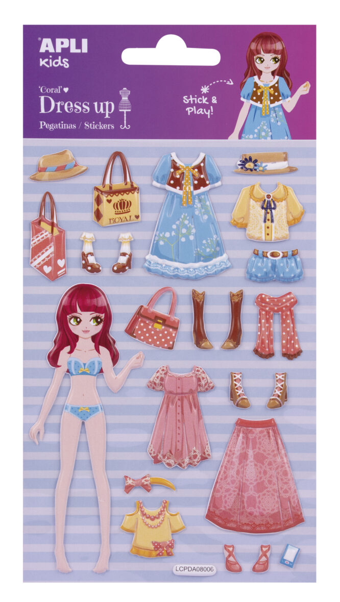 APLI Dress up 3D stickers Coral 1 sheet