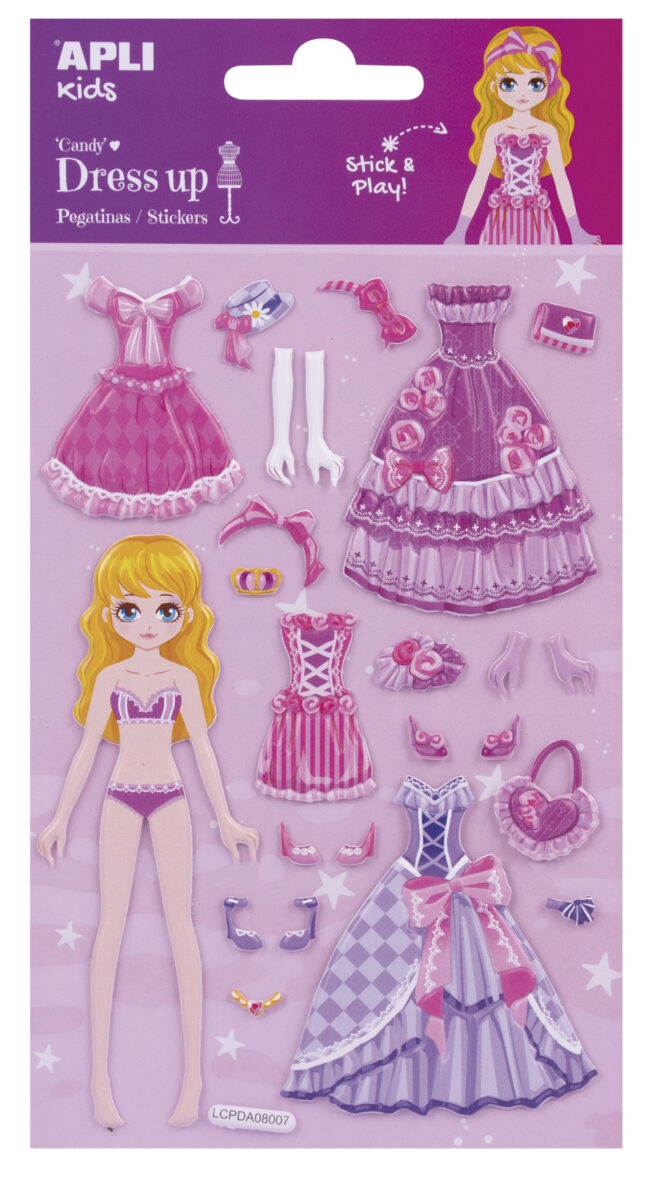APLI Dress up 3D stickers Candy 1 sheet