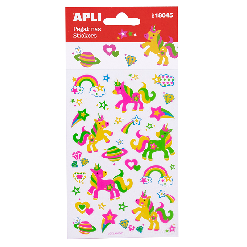 APLI Stickers Neon unicorn 1 sheet