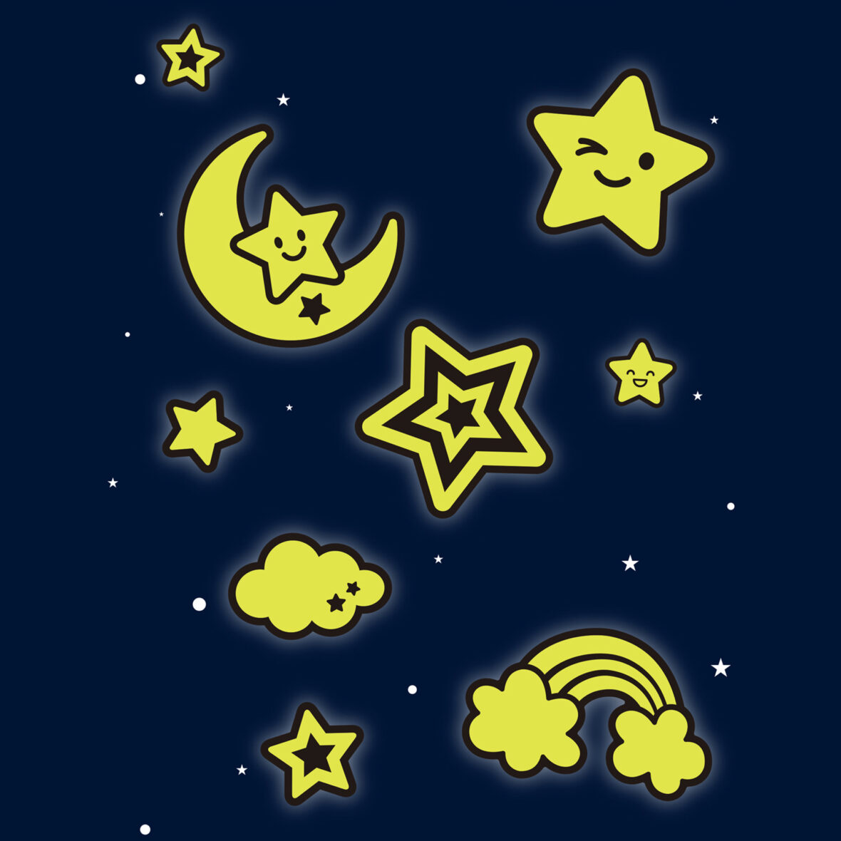 APLI Stickers Moon and Stars luminescence finish 1 sheet