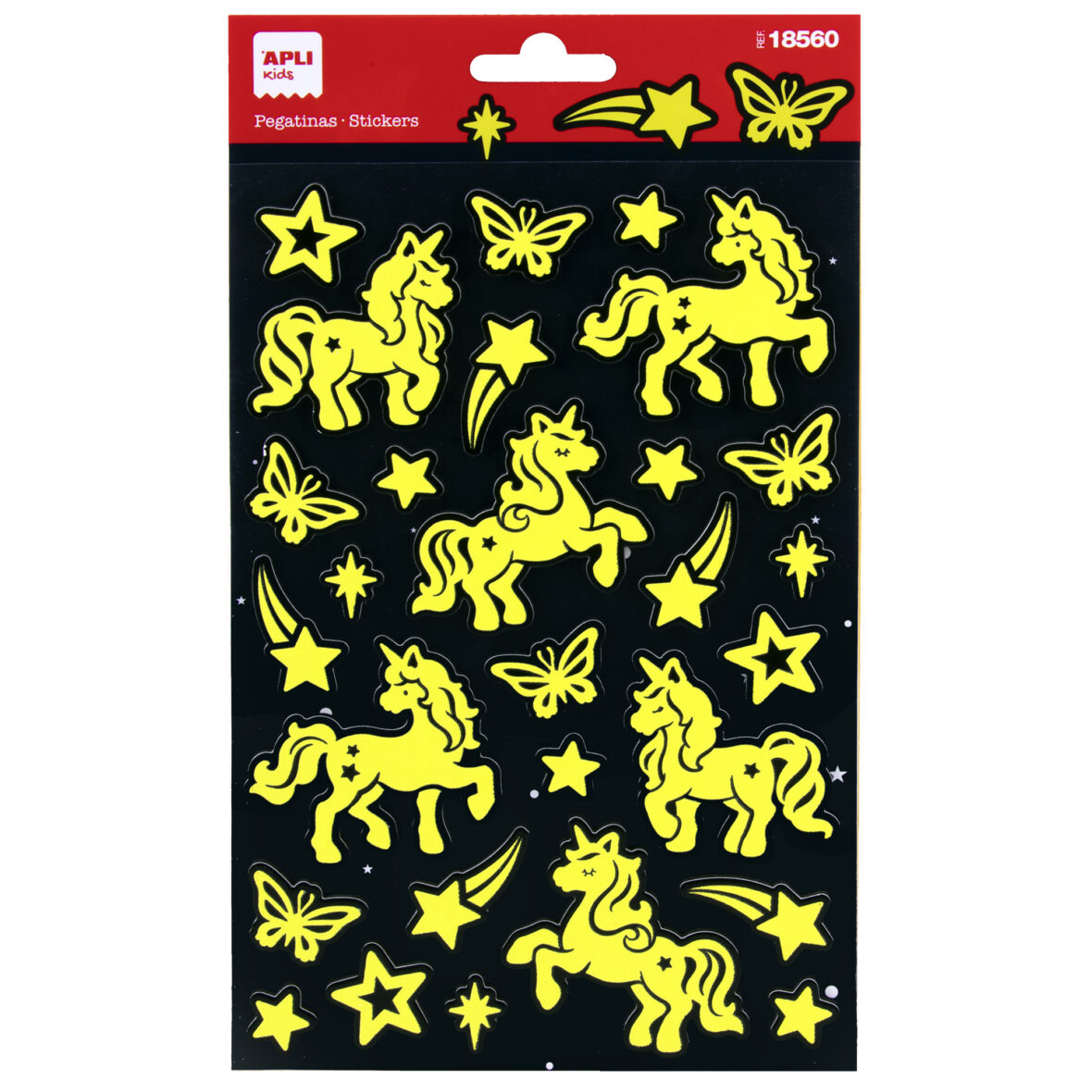 APLI Stickers Unicorns luminescence finish 1 sheet