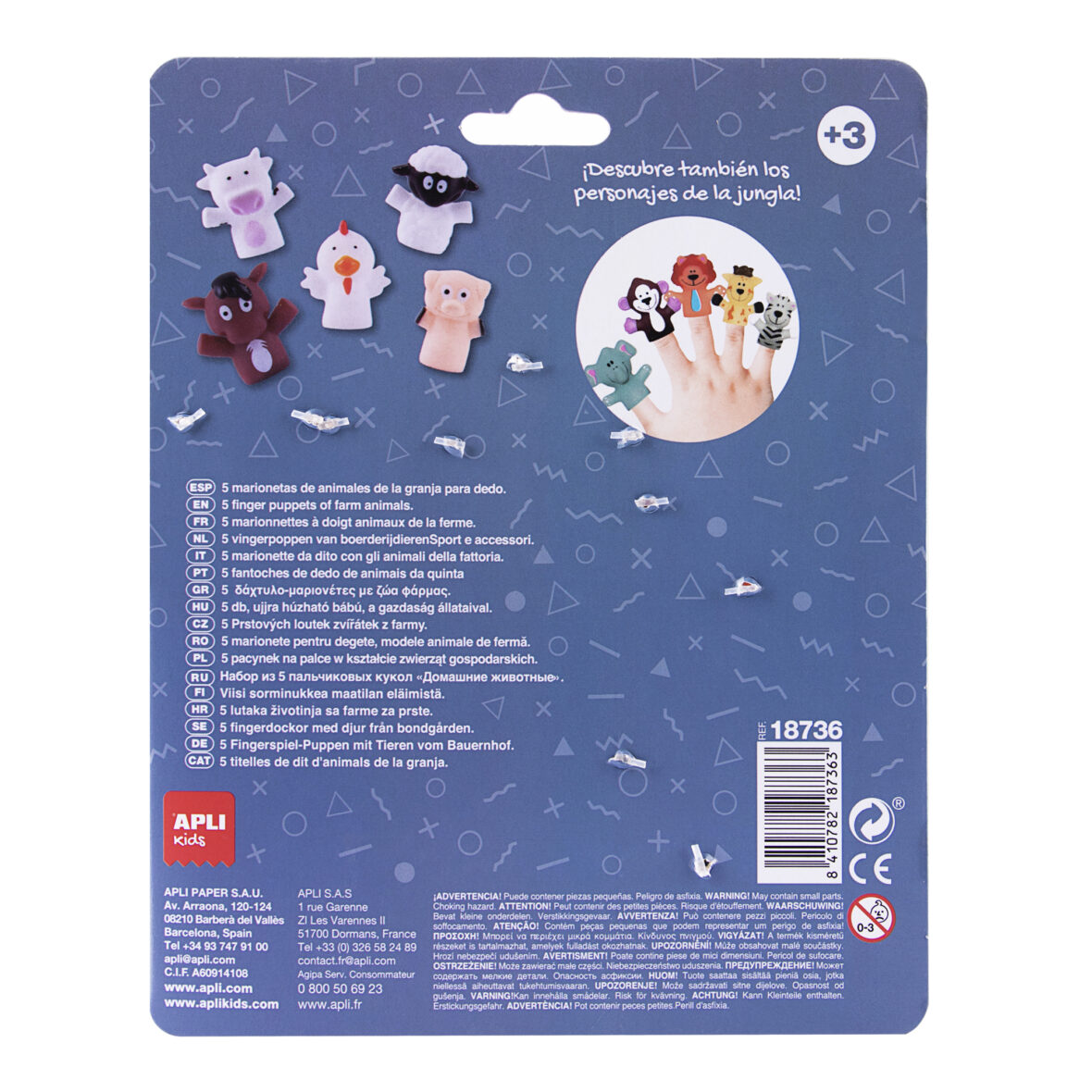 APLI FINGER PUPPETS FARM ANIMALS 5 UNITS
