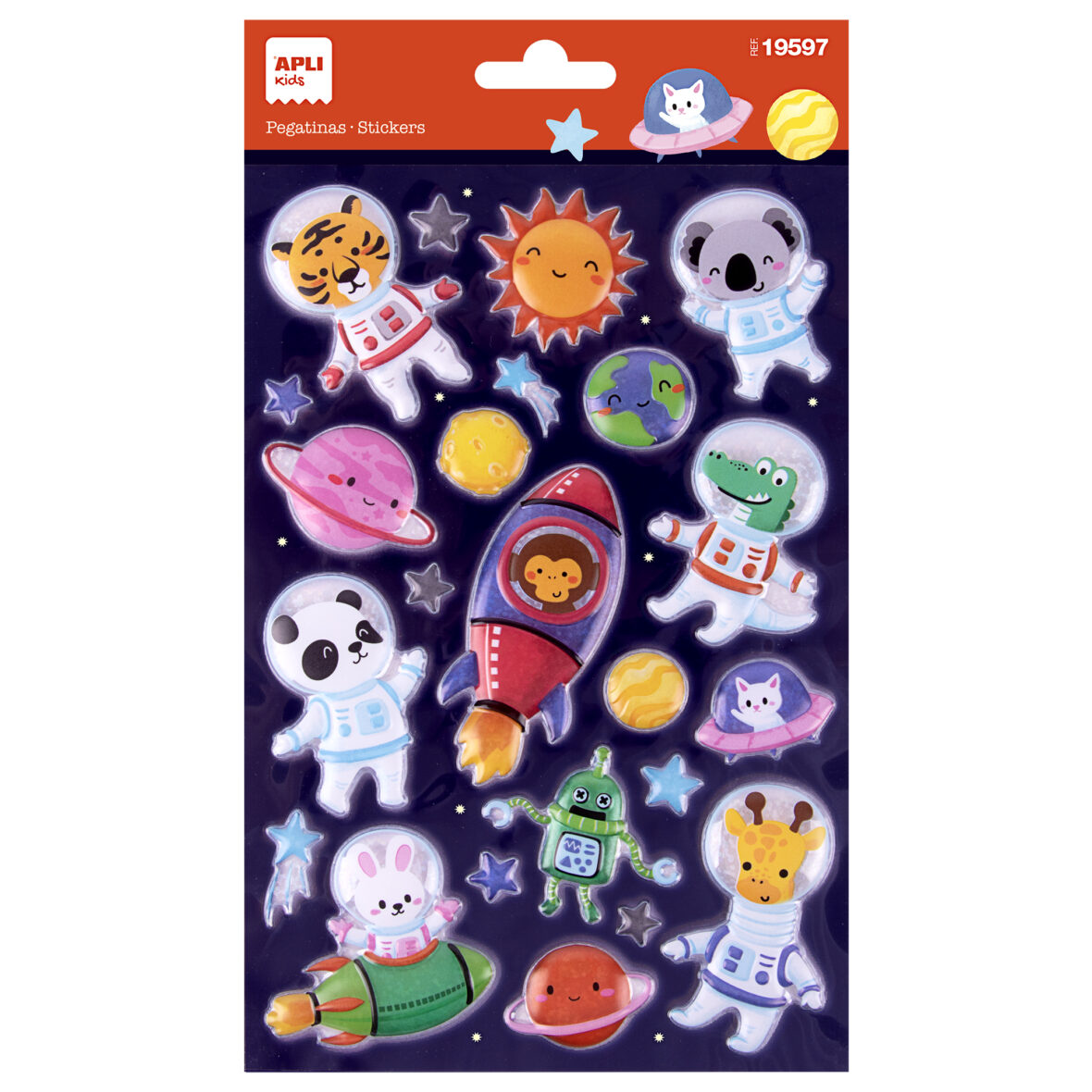 APLI B.STICKERS SPACE ANIMALS 1S
