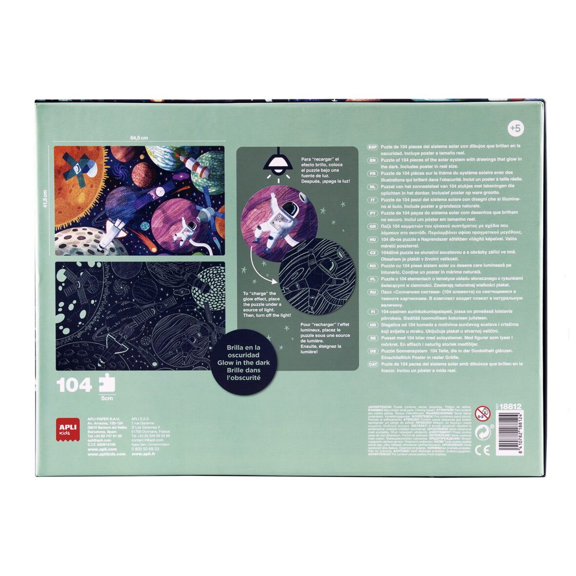 APLI Puzzle Glow in the dark Solar System – 104 pieces size 5 x 5 cm