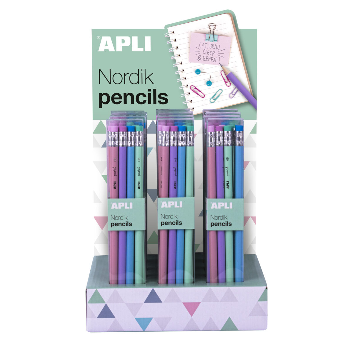 APLI pack of 8 pencils with eraser Nordik Collection